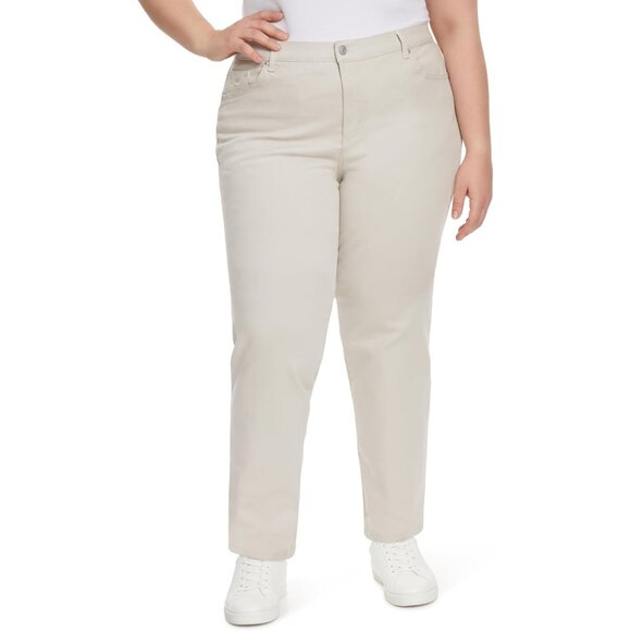Denim - Women's Classic High Rise Tapered Jeans Plus Size Cotton Spandex